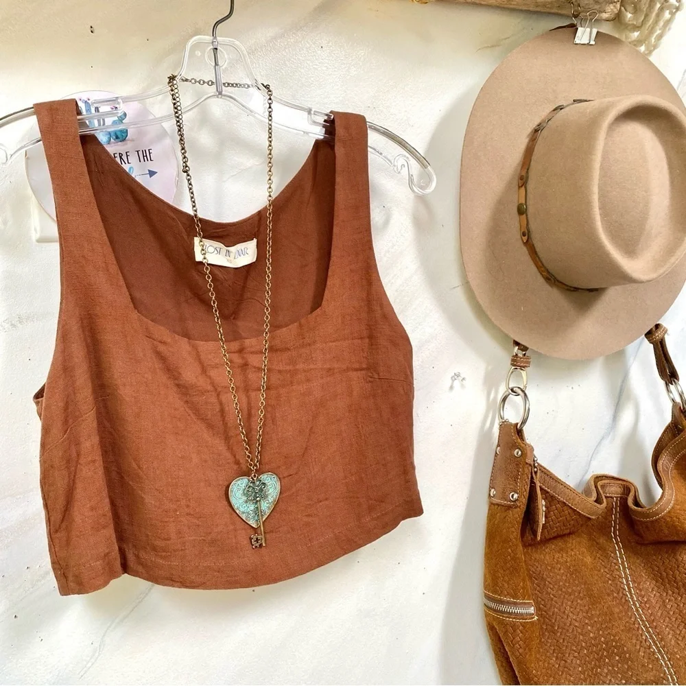 Anthropologie LOST IN LUNAR CELESTE Linen TOP - Picture 3 of 12